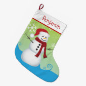 Cute Snowman met Santa Hat Grote Kerstsok (Voorkant (Hangend))