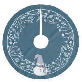 Cute Snowman met Simple White Botanical Design Kerstboom Rok (Voorkant)