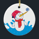 Cute Snowman met Snowflake Kinderen Keramisch Ornament<br><div class="desc">Cute Snowman met Snowflake kerstfeestdag voor kinderen.</div>