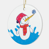Cute Snowman met Snowflake Kinderen Keramisch Ornament (Links)
