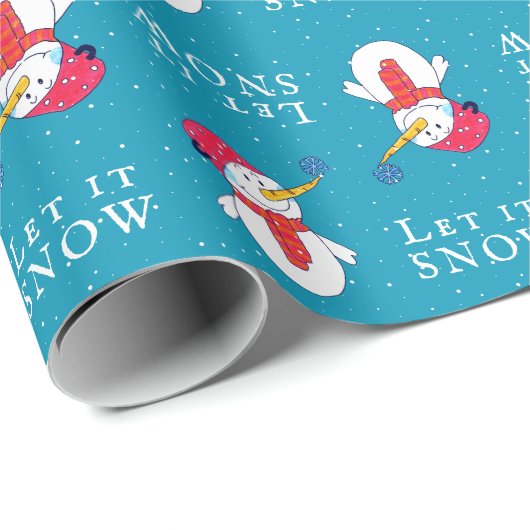 Cute Snowman met Snowflake Let it Snow Winter Kind Cadeaupapier (Rol Hoek)
