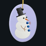 Cute Snowman met Tophat Ceramic Ornament<br><div class="desc">Een schattige tekening van een sneeuwman met een zwarte bovenste hoed,  boomtakken voor armen en een wortel voor een neus. Dit ornament is perfect als cadeau voor vrienden en familie,  of koop er eentje voor jezelf. Het afbeelding is .</div>