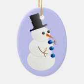 Cute Snowman met Tophat Ceramic Ornament (Achterkant)