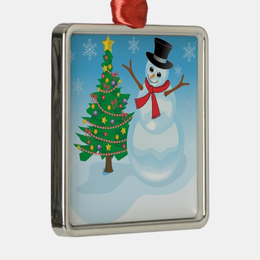 Cute Snowman Metalen Ornament (Rechts)