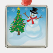 Cute Snowman Metalen Ornament (Voorkant)