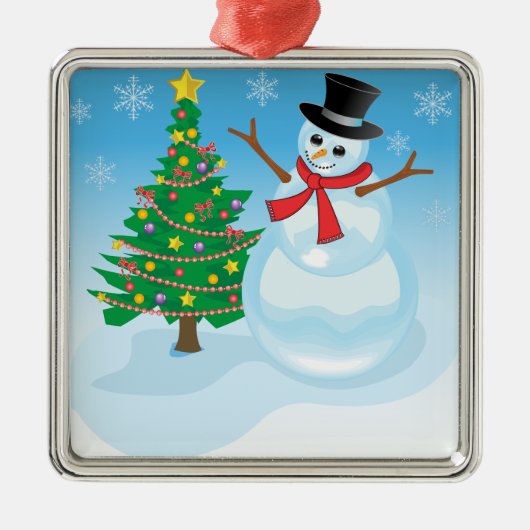 Cute Snowman Metalen Ornament (Voorkant)
