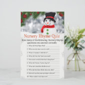 Cute snowman Nursery Rhyme Quiz baby shower game (Staand voorkant)