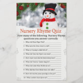 Cute snowman Nursery Rhyme Quiz baby shower game (Voorkant)