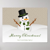 Cute Snowman op beige en op maat gesneden kerstman Poster (Voorkant)