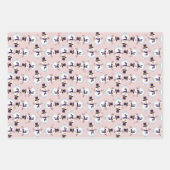 Cute Snowman op Bink, Blue en Green Background Inpakpapier Vel (Voorkant)