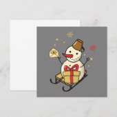 Cute Snowman op een platte kaart (Voorkant / Achterkant)