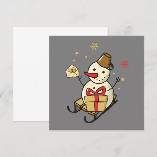 Cute Snowman op een platte kaart (Voorkant / Achterkant)