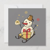 Cute Snowman op een platte kaart (Voorkant)