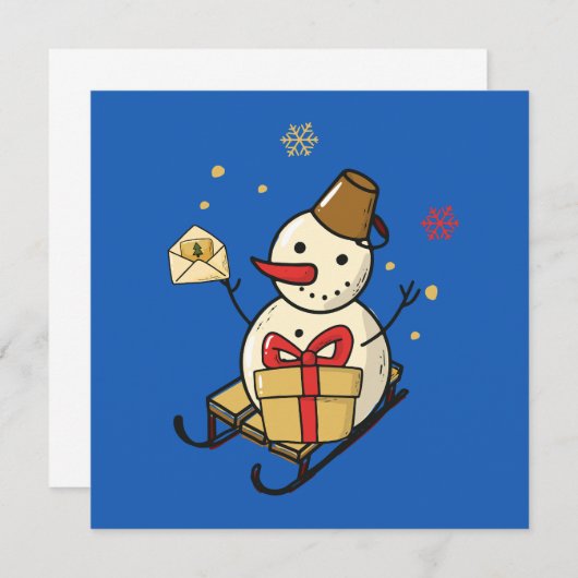 Cute Snowman op een spoor (Voorkant / Achterkant)