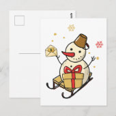 Cute Snowman op een spoor Briefkaart (Voorkant / Achterkant)