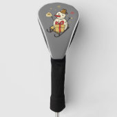 Cute Snowman op een spoor Golfheadcover (Voorkant)