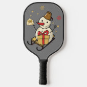 Cute Snowman op een spoor Pickleball Paddle (Achterkant)