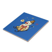 Cute Snowman op een spoor Tegeltje (Zijkant)