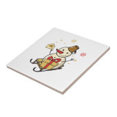 Cute Snowman op een spoor Tegeltje (Zijkant)