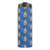 Cute Snowman op een spoor Thermosbeker (Voorkant)