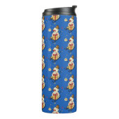 Cute Snowman op een spoor Thermosbeker (Gedraaid links)