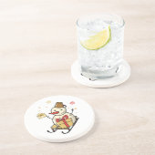 Cute Snowman op een spoor Zandsteen Onderzetter (Zijkant)