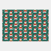 Cute Snowman op roze, blauw en groene achtergrond Inpakpapier Vel (Voorkant 3)