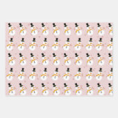 Cute Snowman op roze, blauw en groene achtergrond Inpakpapier Vel (Voorkant)