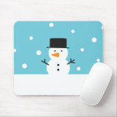 Cute Snowman op sneeuwachtergrond voor Kerstmis Muismat (Met muis)