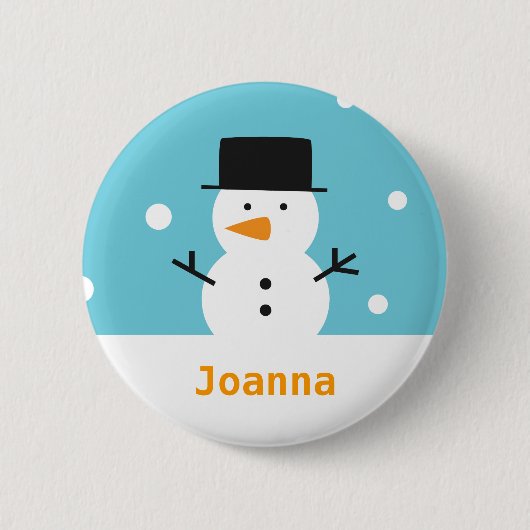 Cute Snowman op sneeuwachtergrond voor Kerstmis Ronde Button 5,7 Cm (Voorkant)