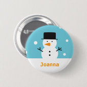Cute Snowman op sneeuwachtergrond voor Kerstmis Ronde Button 5,7 Cm (Voorkant /achterkant)