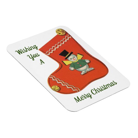 Cute Snowman op Stocking Magnet Magneet (Rechterzijde)