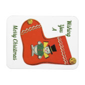 Cute Snowman op Stocking Magnet Magneet (Horizontaal)