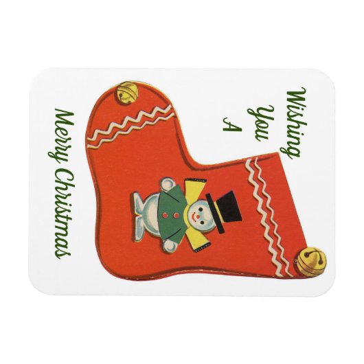 Cute Snowman op Stocking Magnet Magneet (Horizontaal)