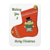 Cute Snowman op Stocking Magnet Magneet (Verticaal)