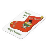 Cute Snowman op Stocking Magnet Magneet (Linkerzijde)