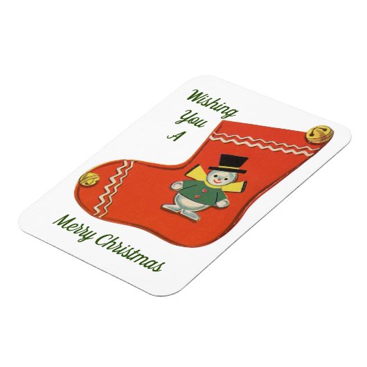 Cute Snowman op Stocking Magnet Magneet (Linkerzijde)