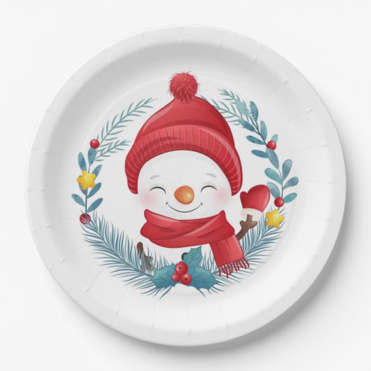 Cute Snowman Papieren Bordje (Voorkant)