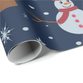 Cute Snowman-patroon met kerstbomen Cadeaupapier (Rol Hoek)