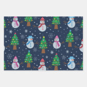 Cute Snowman-patroon met kerstbomen Inpakpapier Vel (Voorkant 3)