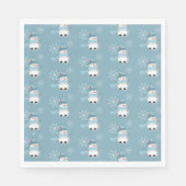 Cute Snowman Pattern Blue Holiday Paper Napkins Servet (Voorkant)