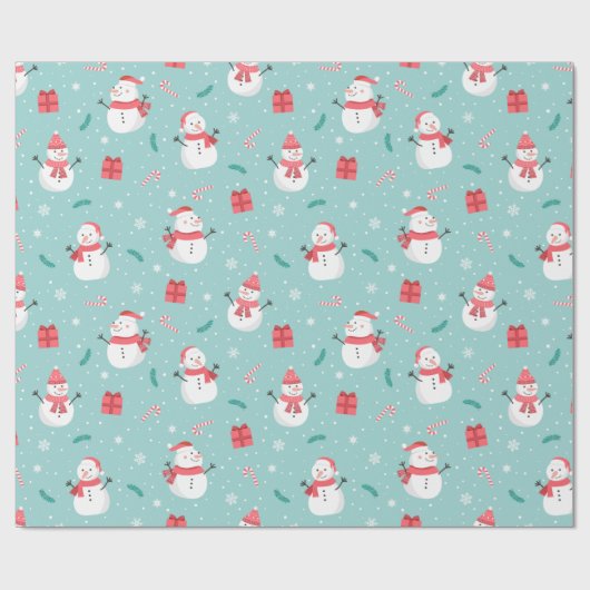 Cute Snowman Pattern Cadeaupapier (Vlak)