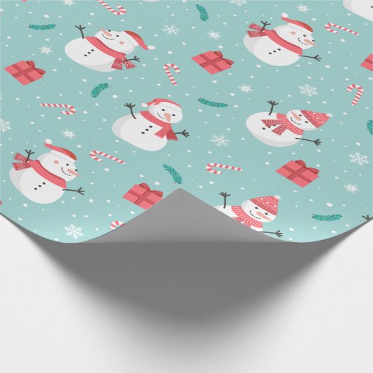 Cute Snowman Pattern Cadeaupapier (Hoek)