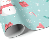Cute Snowman Pattern Cadeaupapier (Rol Hoek)