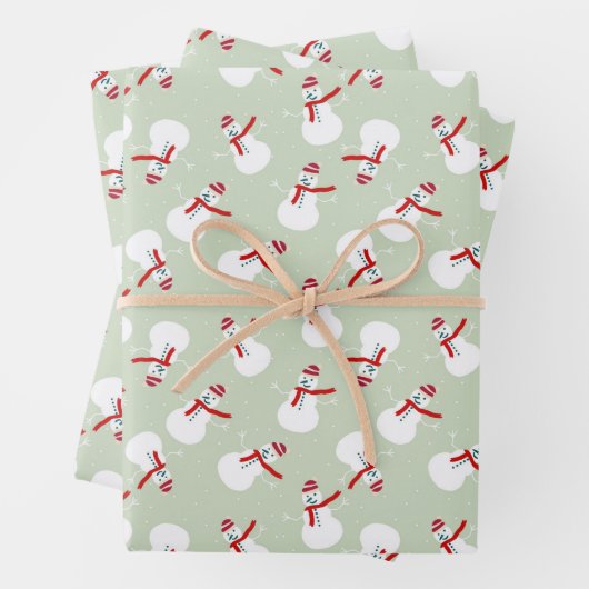 Cute Snowman Pattern Inpakpapier Vel (In situ)