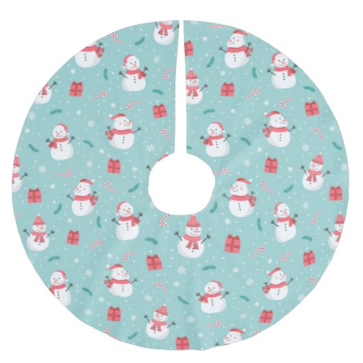 Cute Snowman Pattern Kerstboom Rok (Voorkant)