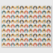 Cute Snowman Pattern Kerstmis Cadeaupapier (Vlak)