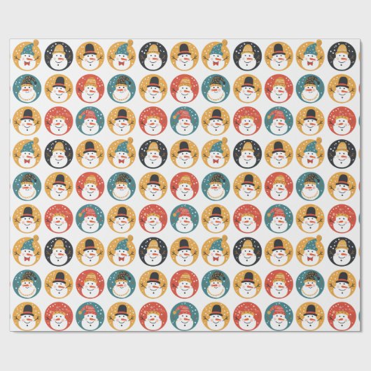 Cute Snowman Pattern Kerstmis Cadeaupapier (Vlak)