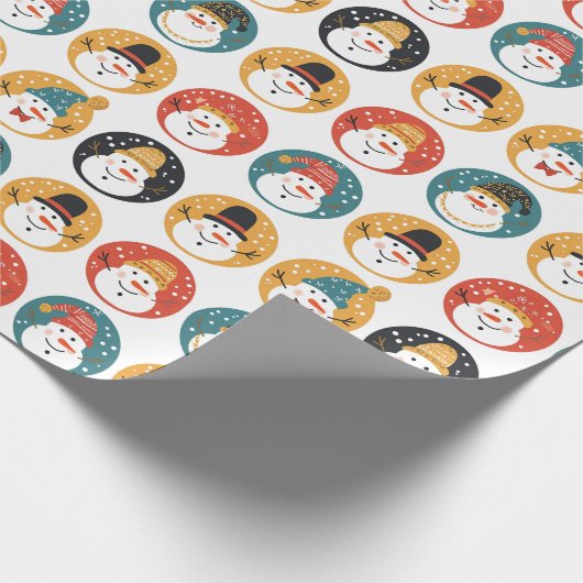Cute Snowman Pattern Kerstmis Cadeaupapier (Hoek)