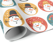 Cute Snowman Pattern Kerstmis Cadeaupapier (Rol Hoek)